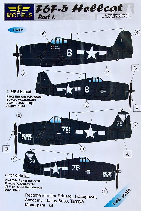 1/48 Decals F6F-5 Hellcat Part I.