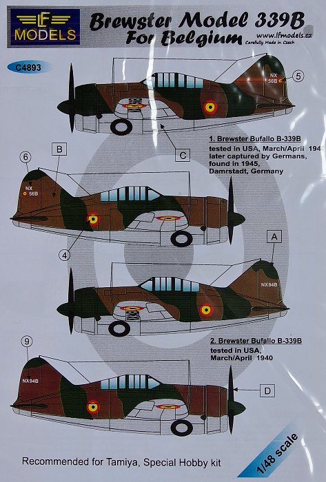 1/48 Decals Brewster Model 339B for Belgium (TAM)