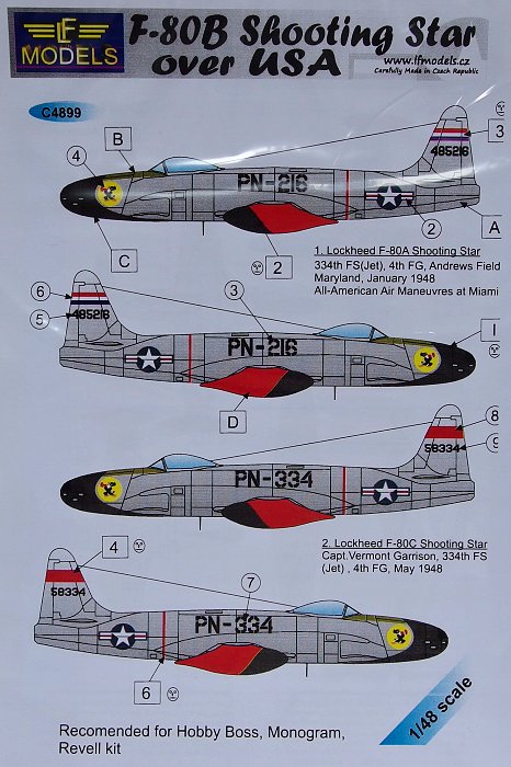 1/48 Decals F-80B Shooting over USA (+mask)