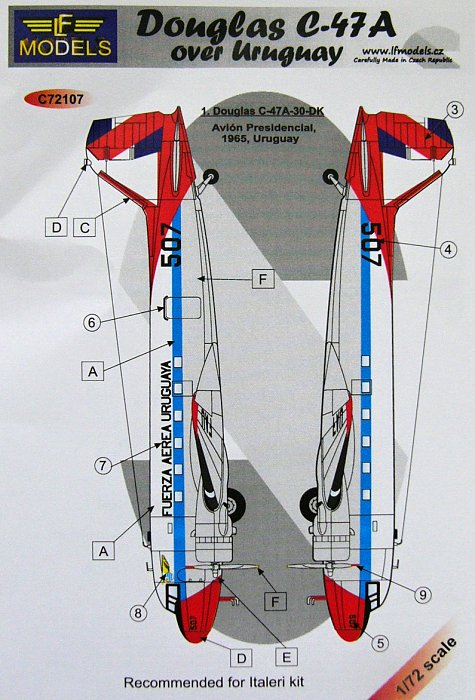 1/72 Decals Douglas C-47A over Uruguay (ITAL)