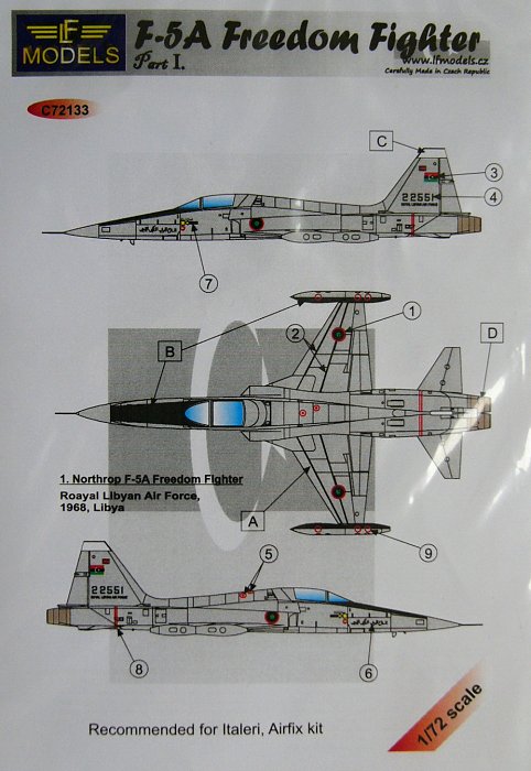 1/72 Decals F-5A Freedom Fighter Libya (ITAL) Pt.1