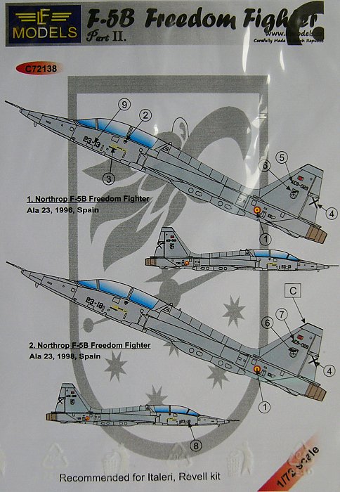 1/72 Decals F-5B Freedom Fighter Spain (ITAL) Pt.2