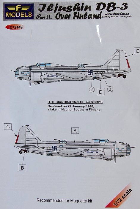 1/72 Decals Ilyushin DB-3 over Finland Part II.