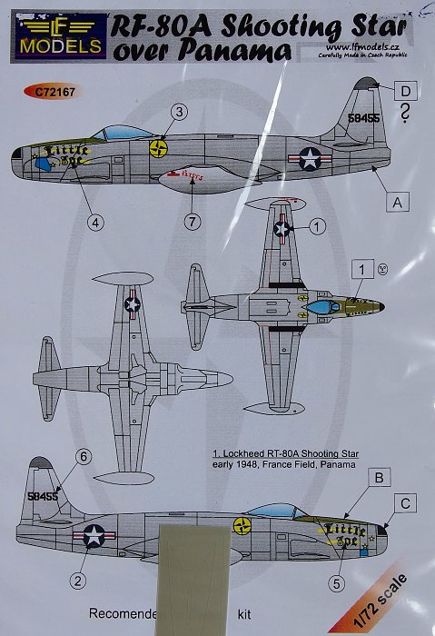 1/72 Decals RF-80A Shooting Star over Panama (SWD)