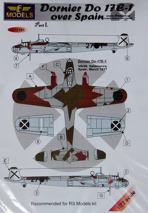 1/72 Decals Dornier Do 17E-1 over Spain - part I