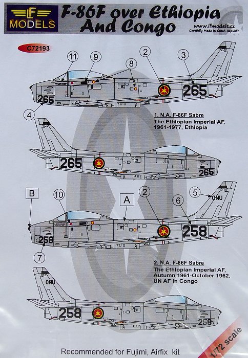 1/72 Decals F-86F over Ethiopia (FUJI/AIRFIX)