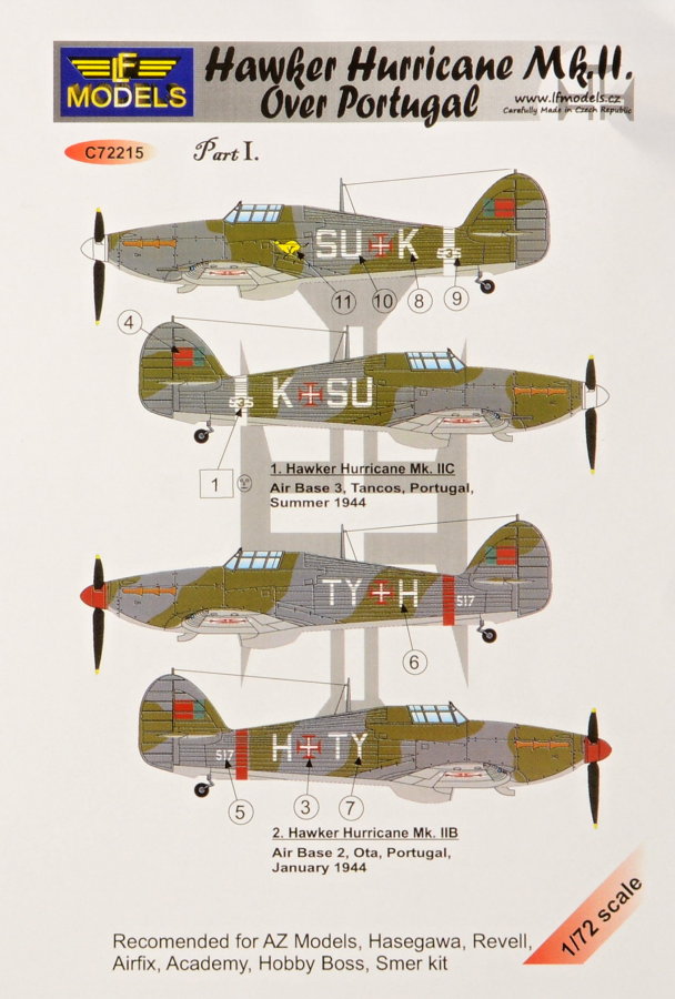 1/72 Decals H.Hurricane Mk.II over Portugal Pt.I