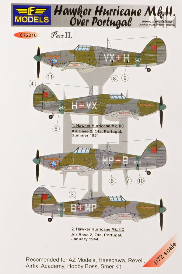 1/72 Decals H.Hurricane Mk.II over Portugal Pt.II