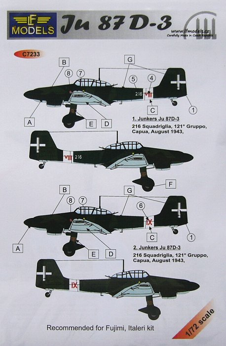 1/72 Decals for Ju 87D-3  Italian AF (FUJI/ITAL)