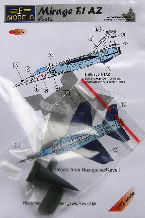 1/72 Decals for Mirage F.1 AZ Part II (incl.resin)