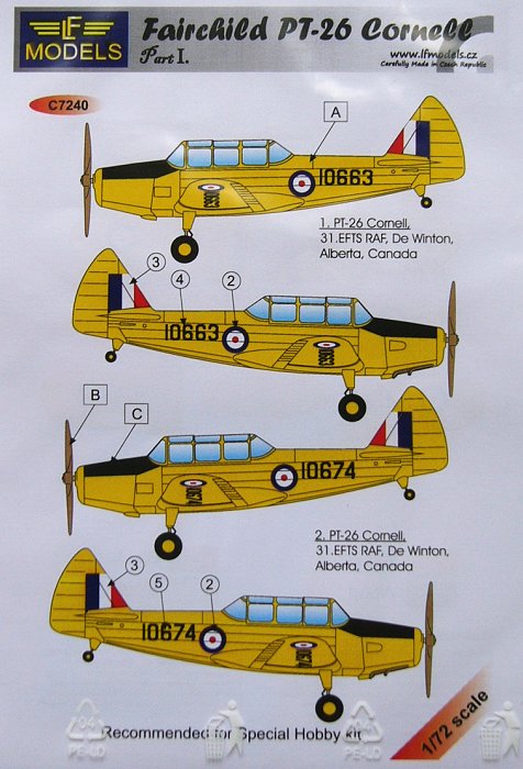 1/72 Decals for Fairchild PT-26 Cornell Part I.