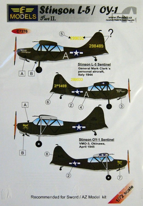 1/72 Decals Stinson L-5/OY-1 USAF Part II. (AZ)