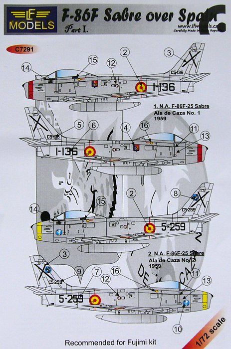 1/72 Decals F-86F Sabre over Spain Part I. (FUJI)