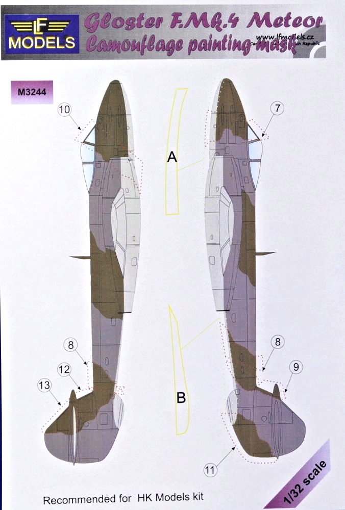 1/32 Mask Gloster F.Mk.4 Meteor Camoufl. painting