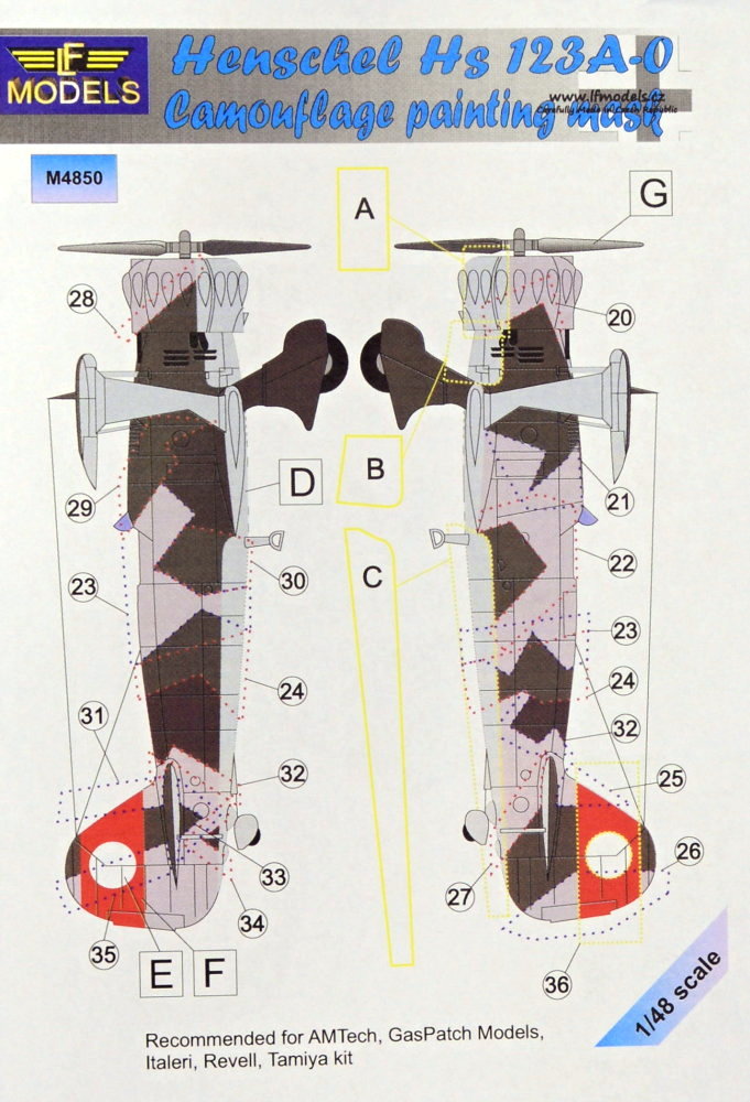 1/48 Mask Henschel Hs 123A-0 Camouflage painting
