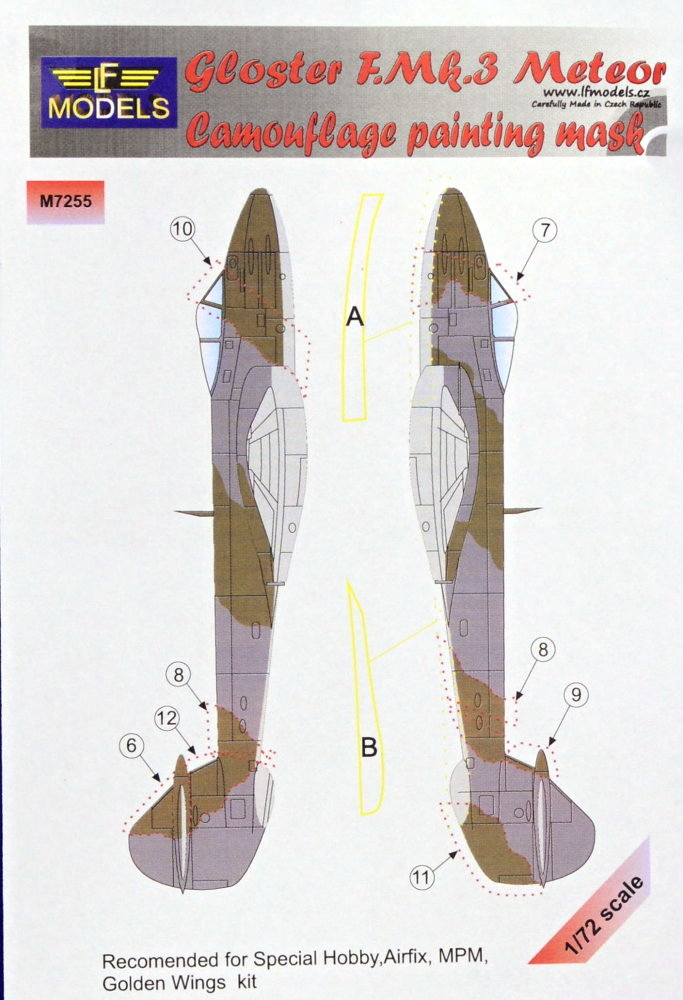 1/72 Mask Gloster F.Mk.3 Meteor Camoufl.painting