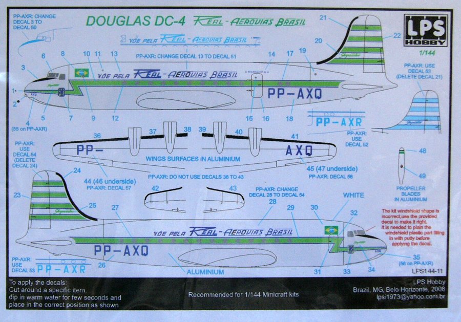 1/144 DC-4 Real Aerovias Brasil (MINICRAFT)