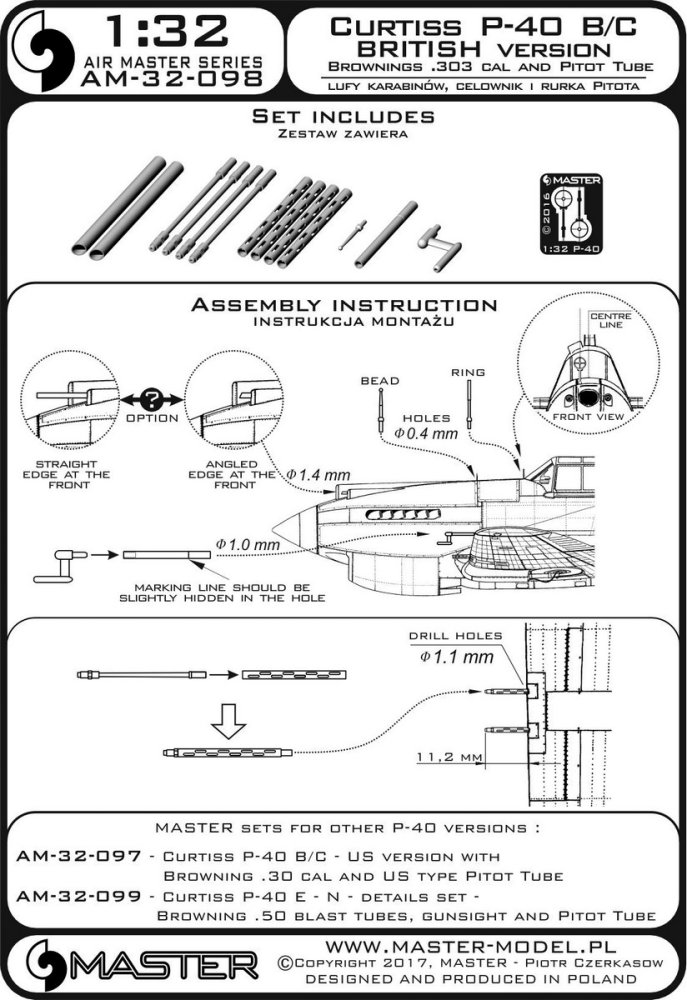 1/32 Curtiss P-40 B/C Tomahawk II Browning 0.303