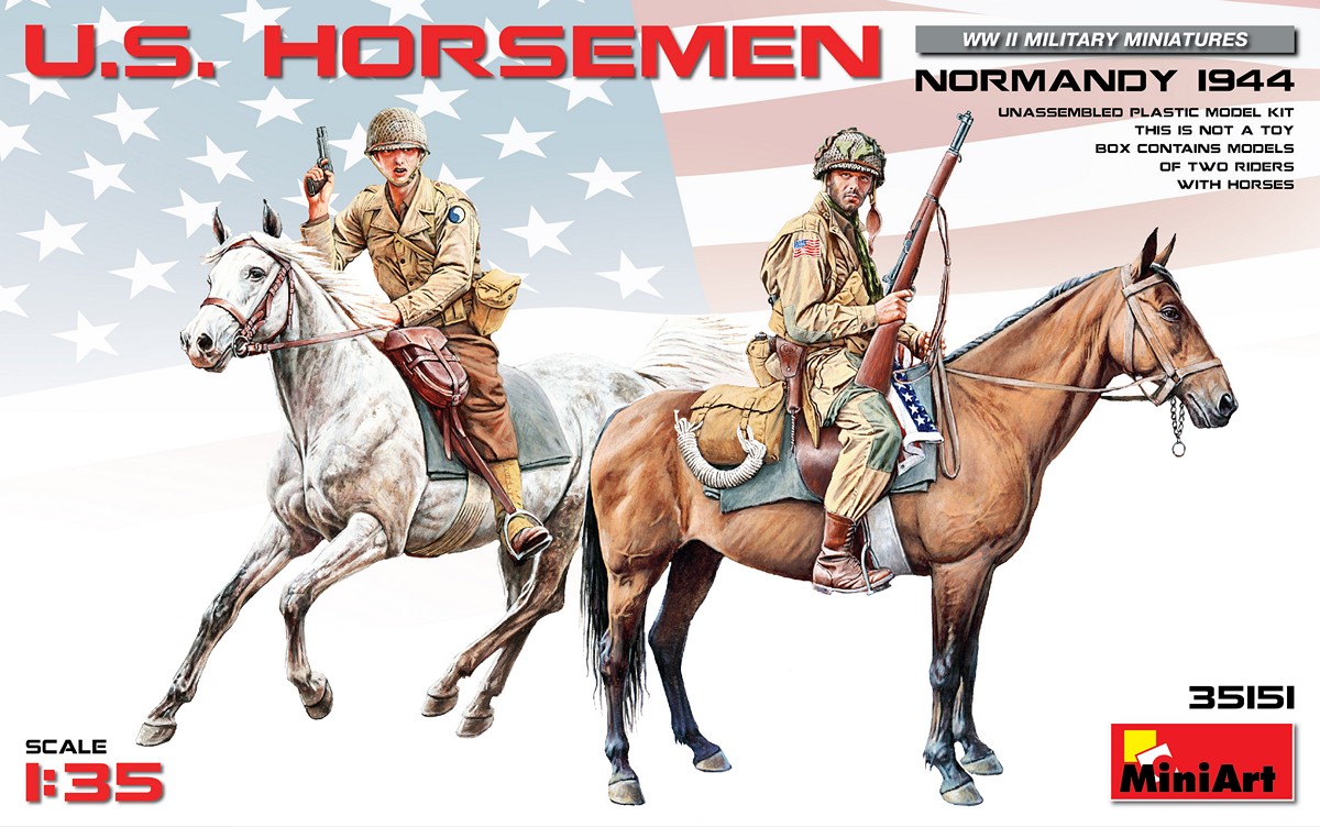 1/35 US Horsemen, Normandy 1944 (2 fig.+ 2 horses)