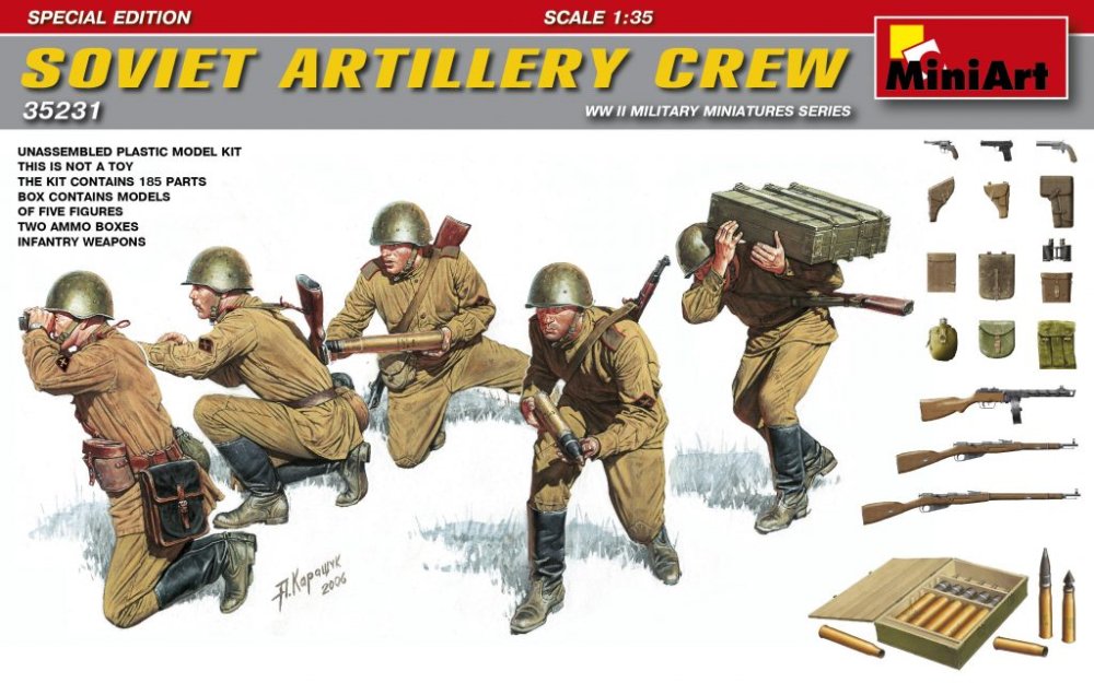 1/35 Soviet Artillery Crew (5 fig. & 2 ammo boxes)