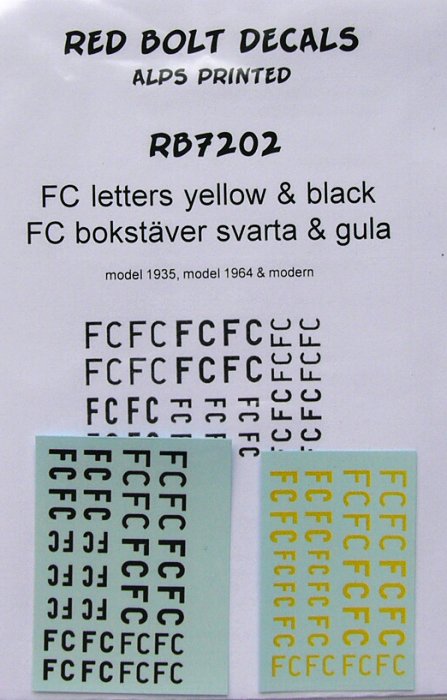 1/72 FC letters - yellow & black (Alps printed)