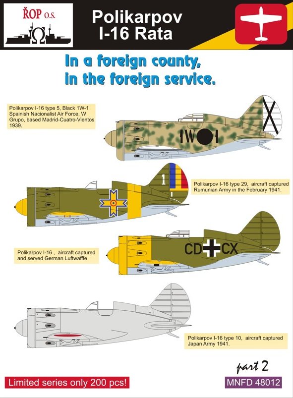 1/48 Decals Polikarpov I-16 in foreign service