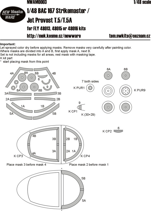 1/48 Masks for BAC 167 Strikemaster (FLY)