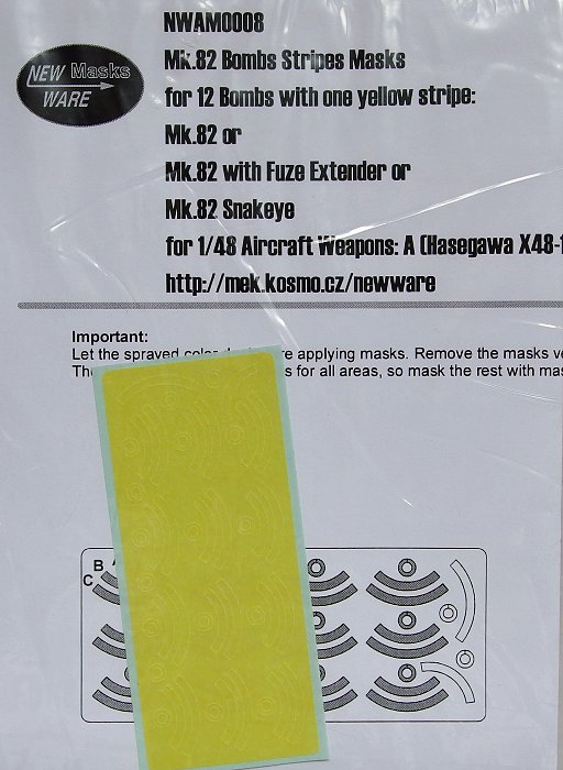 1/48 Mask Mk.82 Bombs Stripes 'one yellow stripe'