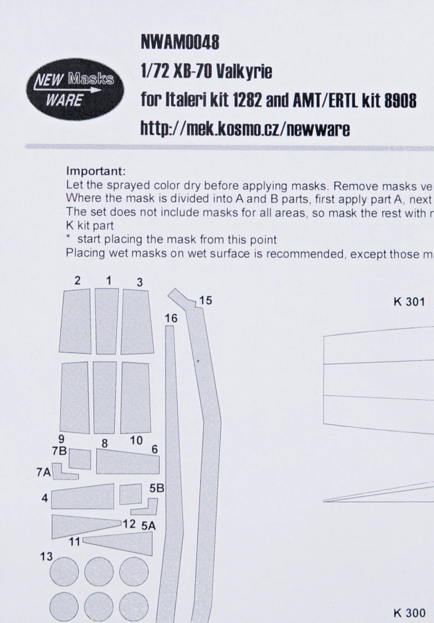 1/72 Mask XB-70 Valkyrie (ITAL)