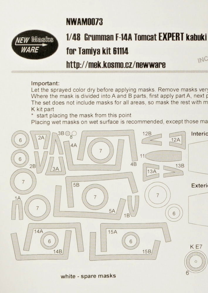 1/48 Mask Grumman F-14A Tomcat EXPERT (TAM)