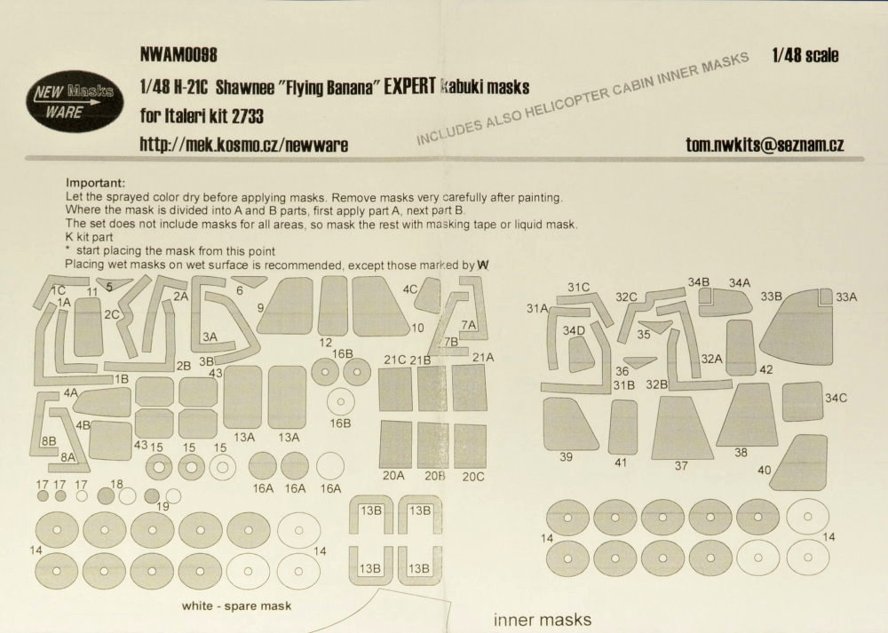 1/48 Mask H-21C Shawnee EXPERT (ITALERI 2733)