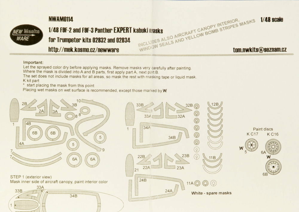 1/48 Mask F9F-2 and F9F-3 Panther EXPERT (TRUMP)