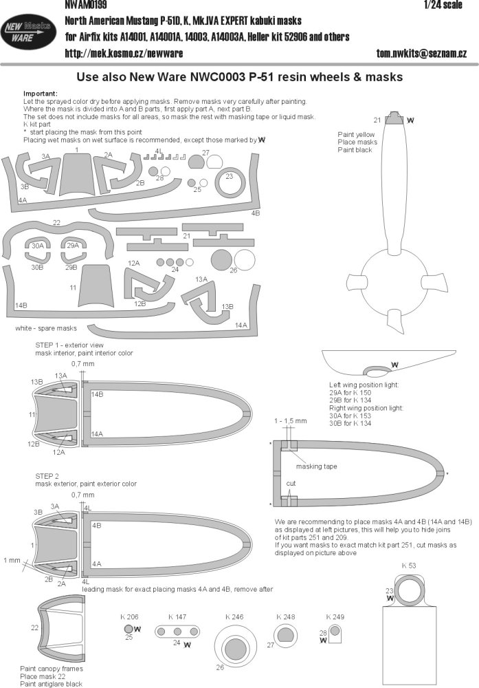 1/24 Mask Mustang P-51D,K,Mk.IVA EXPERT (AIRF/HEL)