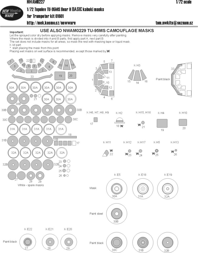 1/72 Mask Tu-95MS Bear H BASIC (TRUMP 01601)