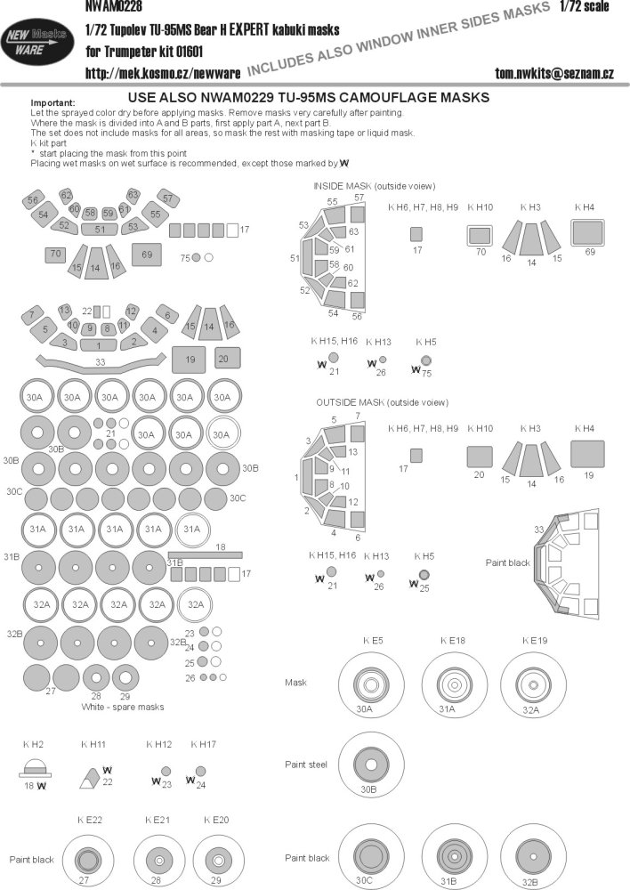 1/72 Mask Tu-95MS Bear H EXPERT (TRUMP 01601)