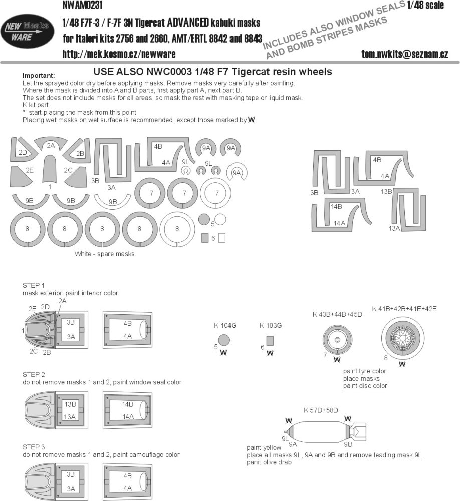 1/48 Mask F7F-3/3N Tigercat ADVANCED (ITAL/AMT)