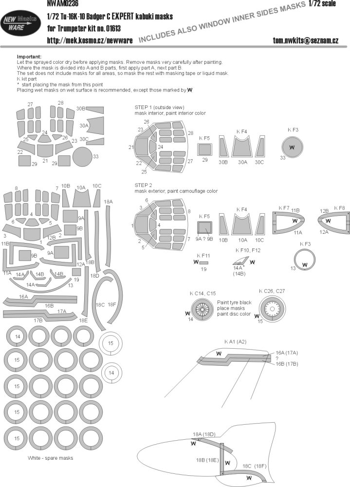 1/72 Mask Tu-16K-10 Badger C EXPERT (TRUMP 01613)