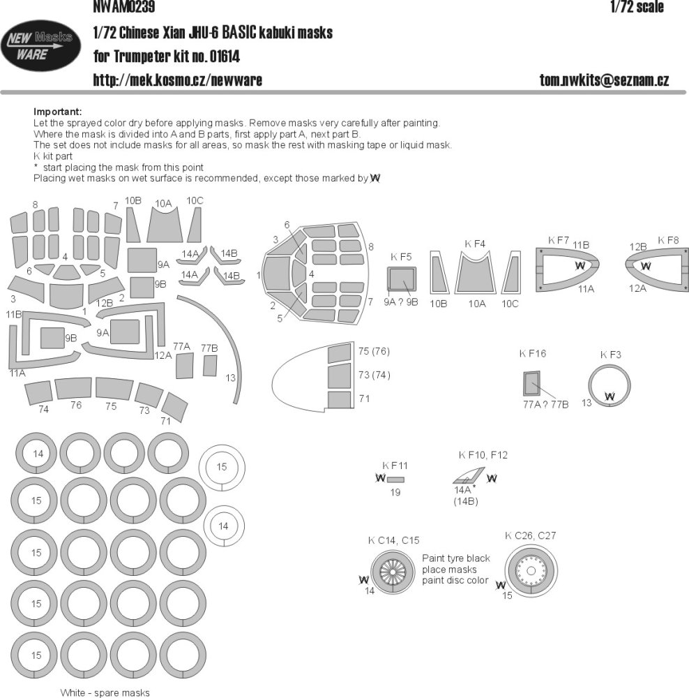 1/72 Mask Chinese Xian JHU-6 BASIC (TRUMP 01614)