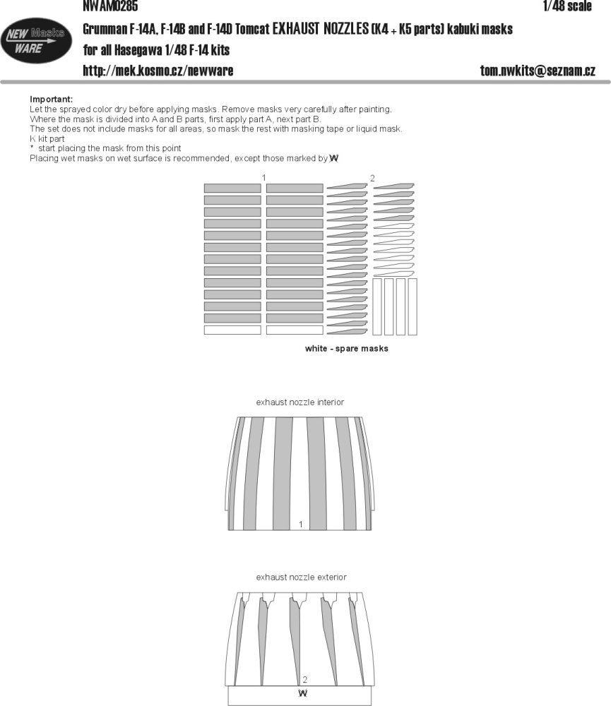 1/48 Mask Grumman F-14A/B/D Tomcat EXHAUST NOZZLES