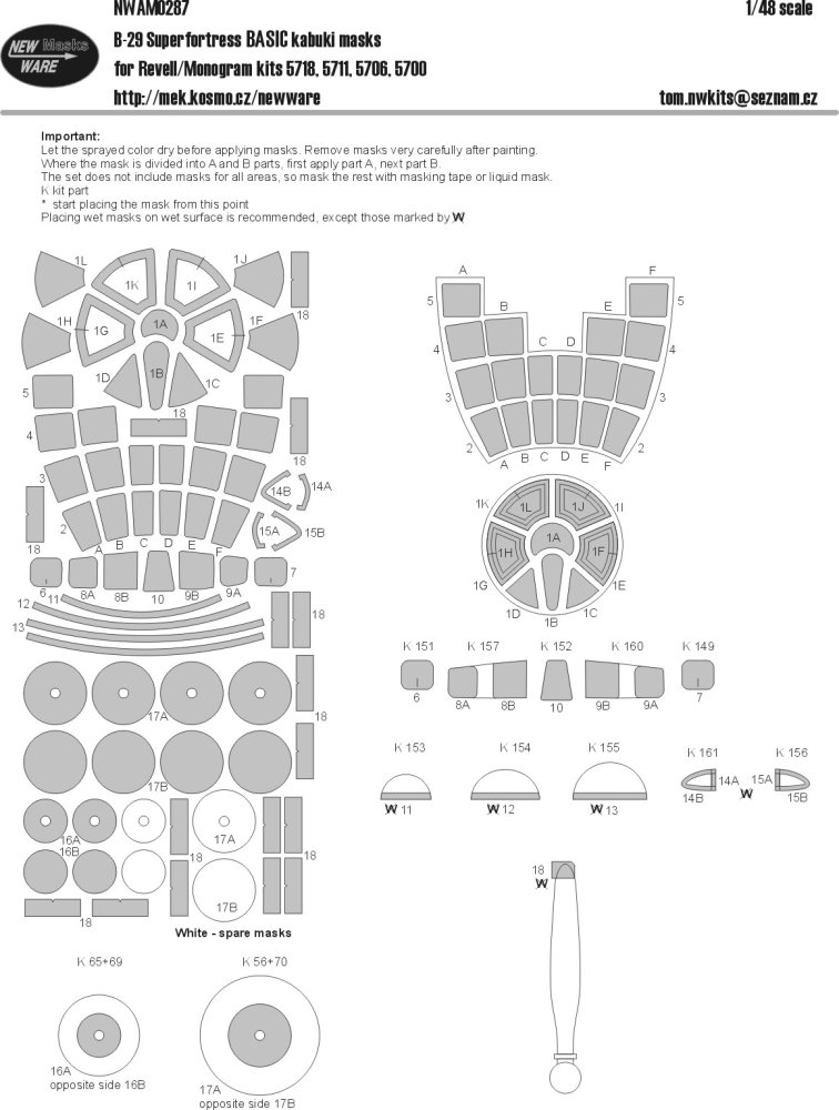 1/48 Mask B-29 Superfortress BASIC (REV/MONO)