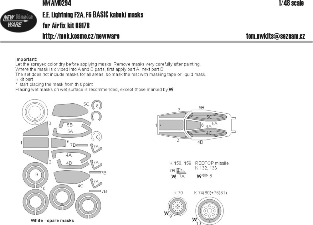 1/48 Mask E.E. Lightning F2A,F6 BASIC (AIRFIX)