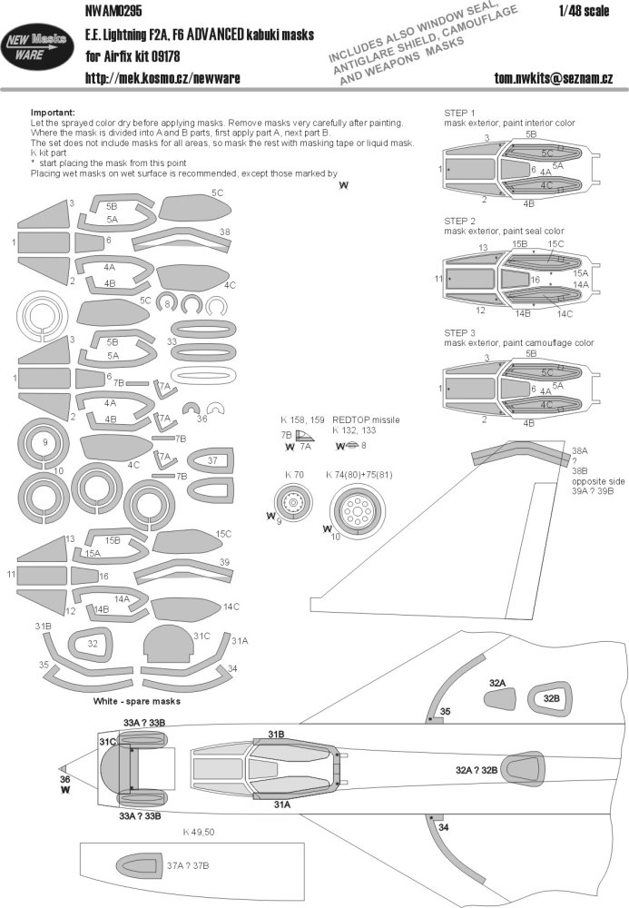 1/48 Mask E.E. Lightning F2A,F6 ADVANCED (AIRFIX)