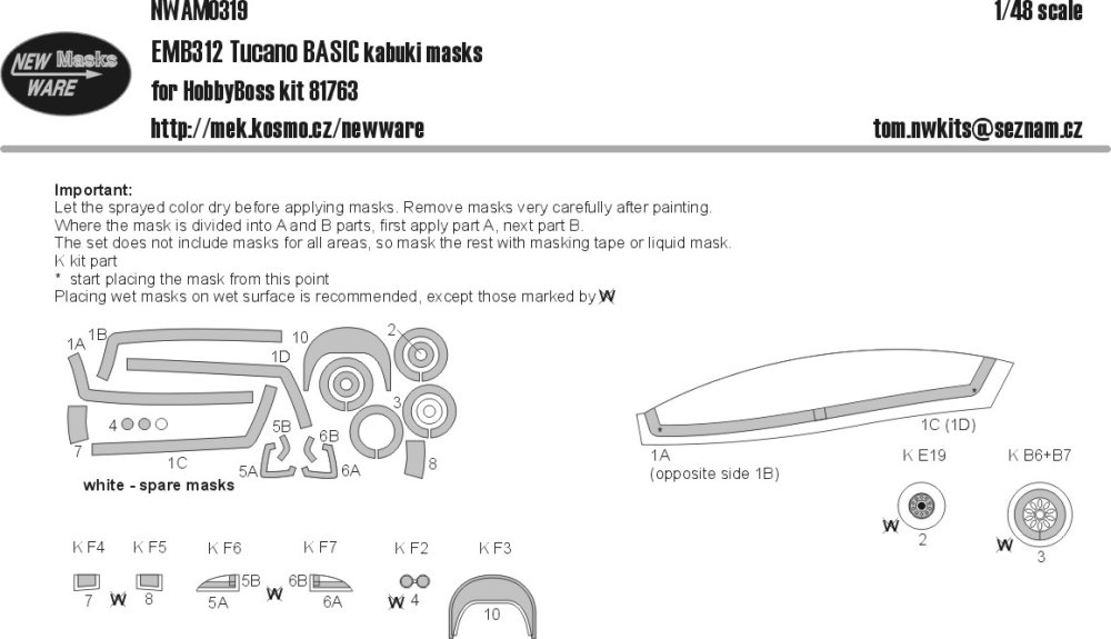 1/48 Mask EMB312 Tucano BASIC (HOBBY 81763)