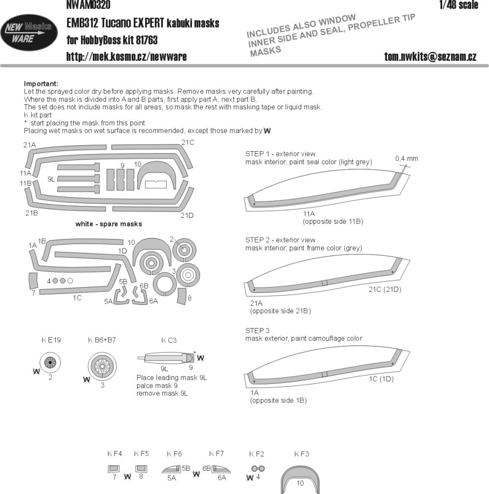 1/48 Mask EMB312 Tucano EXPERT (HOBBY 81763)