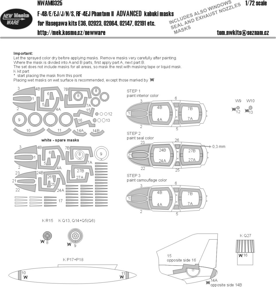 1/72 Mask F-4B/E/EJ/J/N/S, RF-4EJ ADVANCED (HAS)