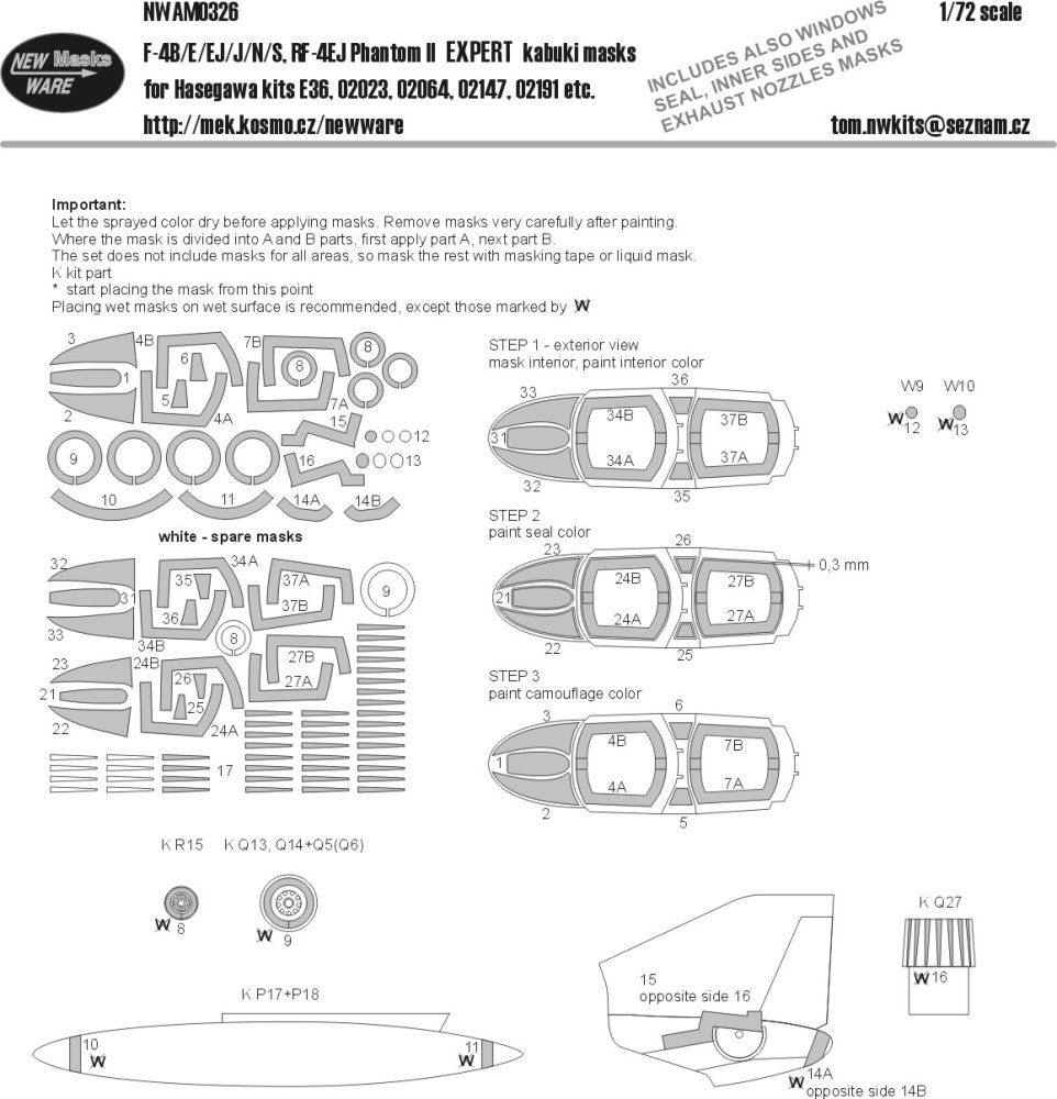 1/72 Mask F-4B/E/EJ/J/N/S, RF-4EJ EXPERT (HAS)