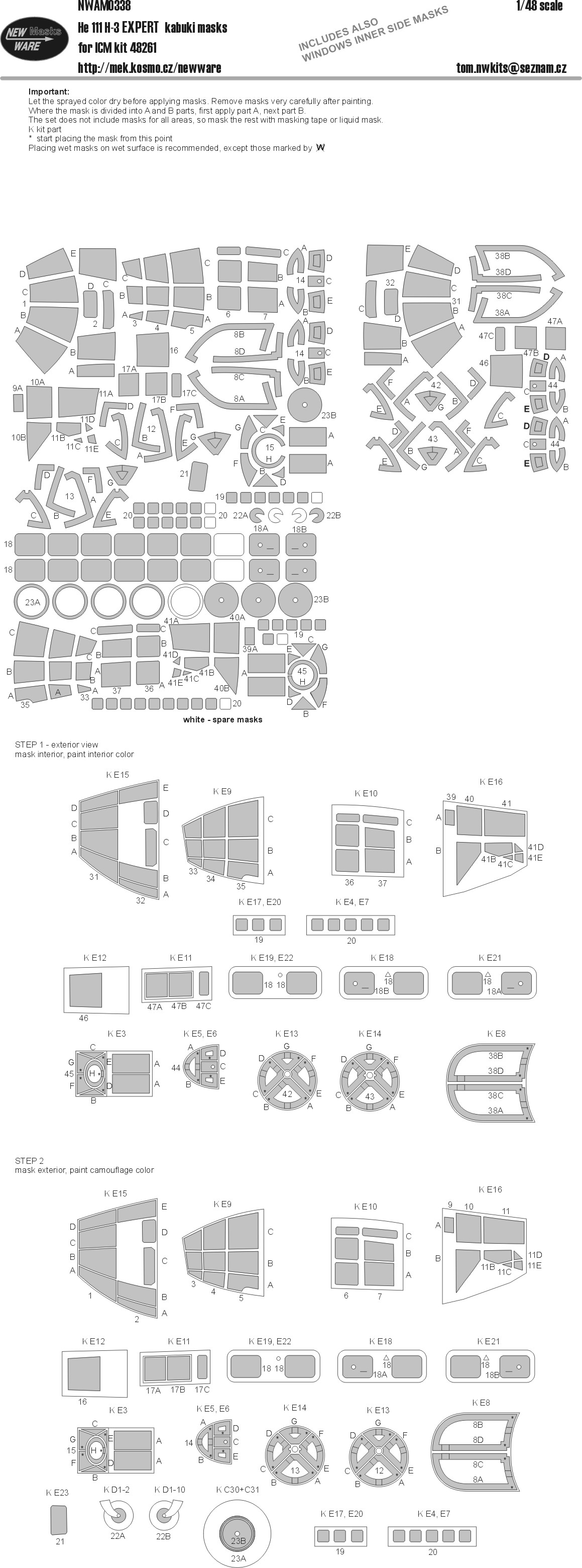 1/48 Mask He 111 H-3 EXPERT (ICM 48261)