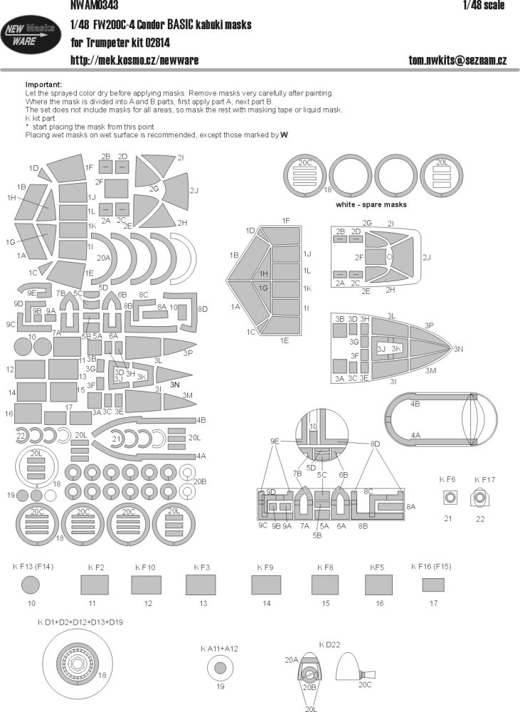 1/48 Mask FW 200C-4 Condor BASIC (TRUMP 02814)