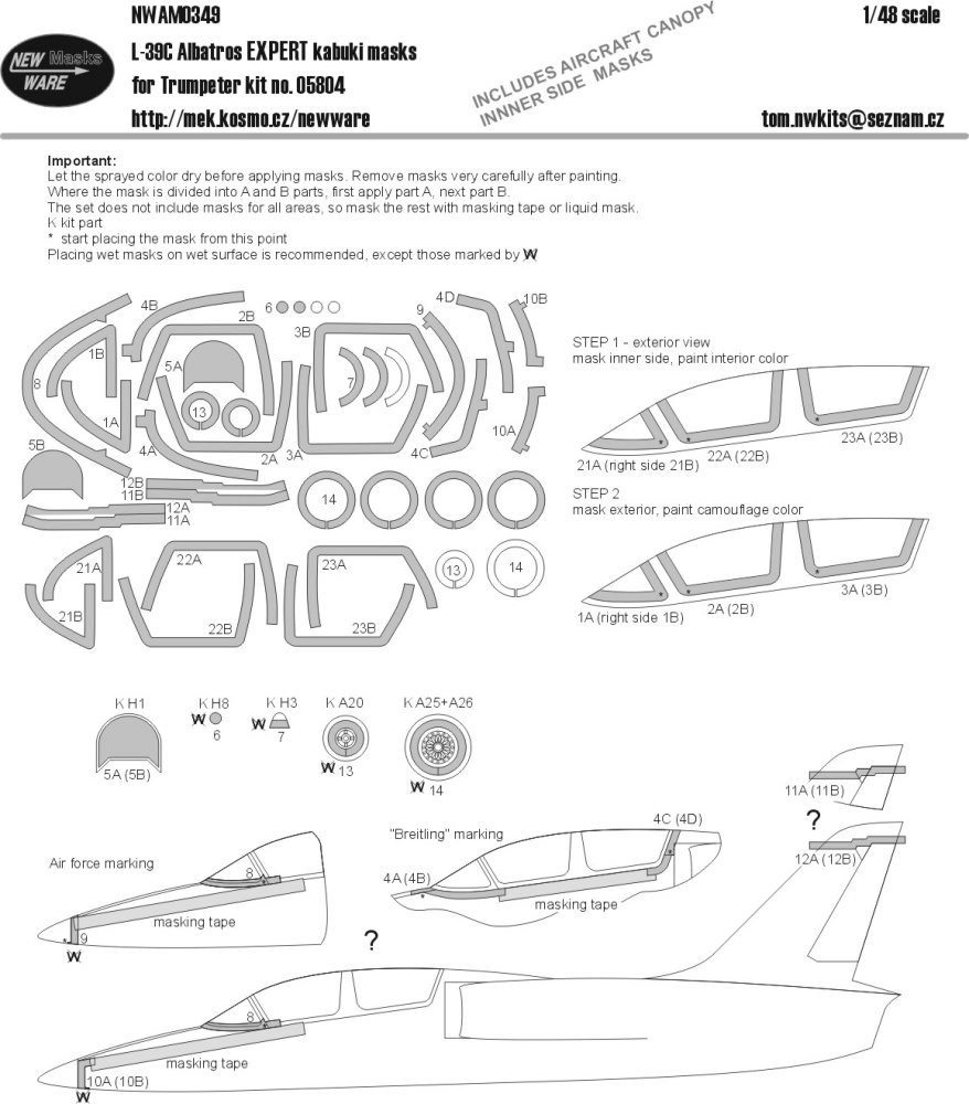 1/48 Mask L-39C Albatros EXPERT (TRUMP 05804)