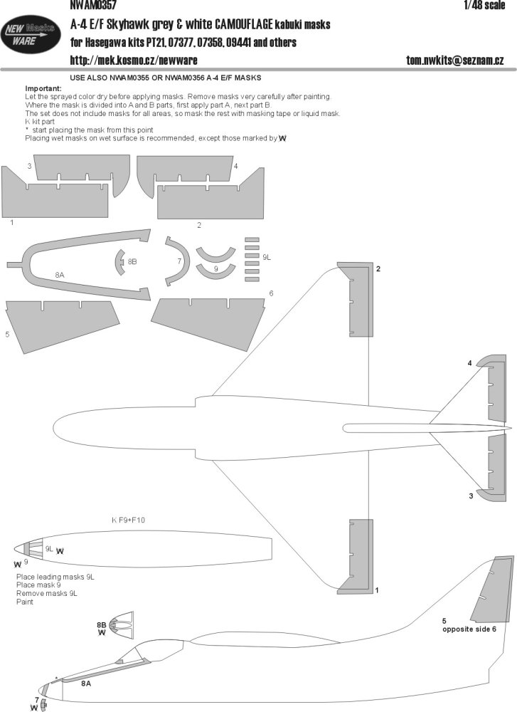 1/48 Mask A-4 E/F/K Skyhawk grey&white CAMOUFLAGE